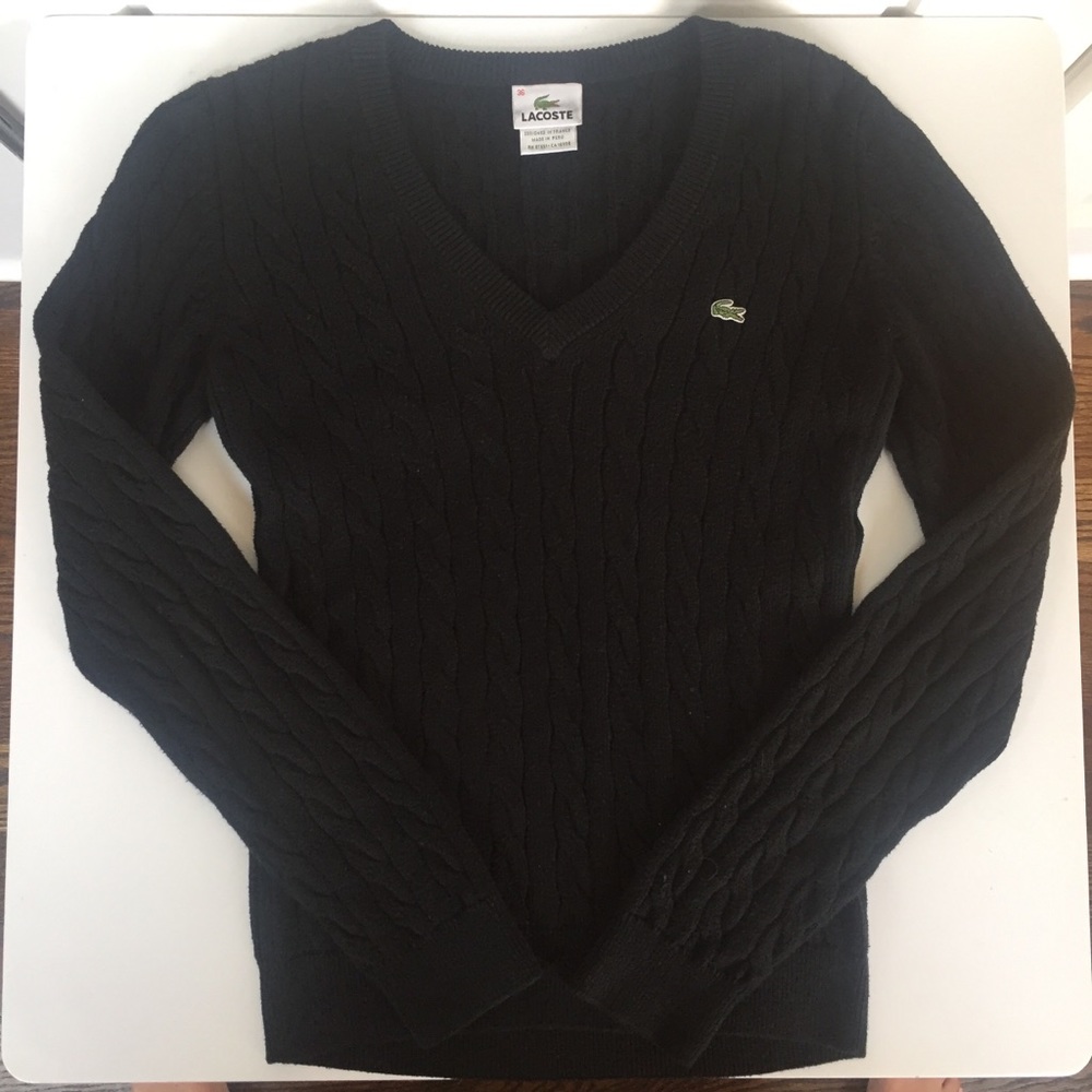 Black Lacoste Cable Sweater - size 36 (size 4/S)